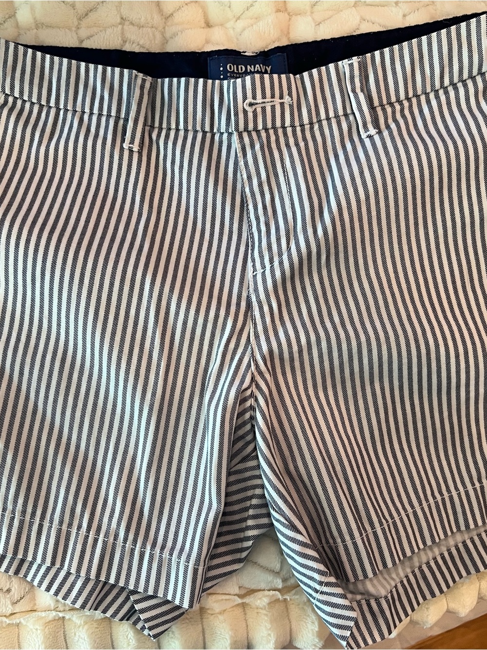 Old Navy Navy & White Vertical Stripe Shorts